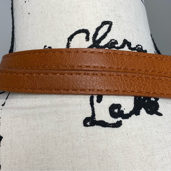 EUC Burlap Jute Natural Tote Shoulder Bag Tan Striped Leather Straps - Picture 13 of 15